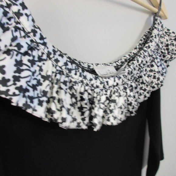 Joseph Ribkoff Off the Shoulder Blouse Women 8 Black Floral Embellish Luxury 206 - Picture 7 of 11